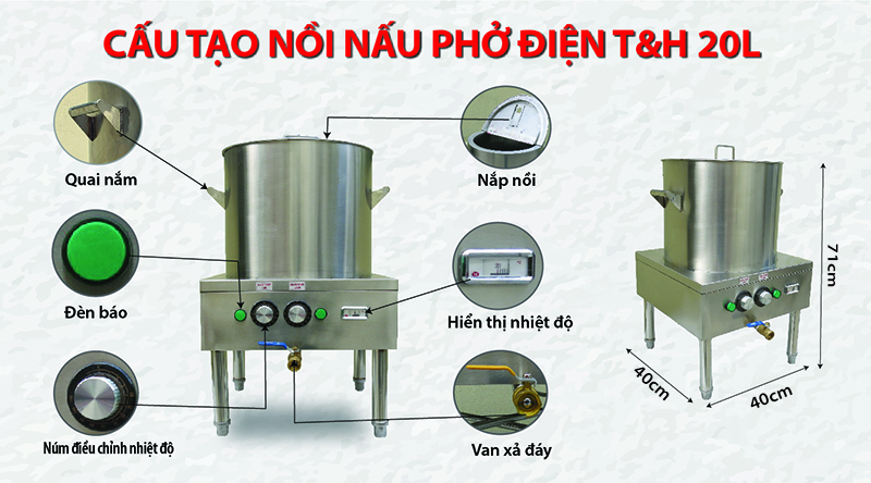 NỒI NẤU PHỞ ĐIỆN T&H 20 LÍT